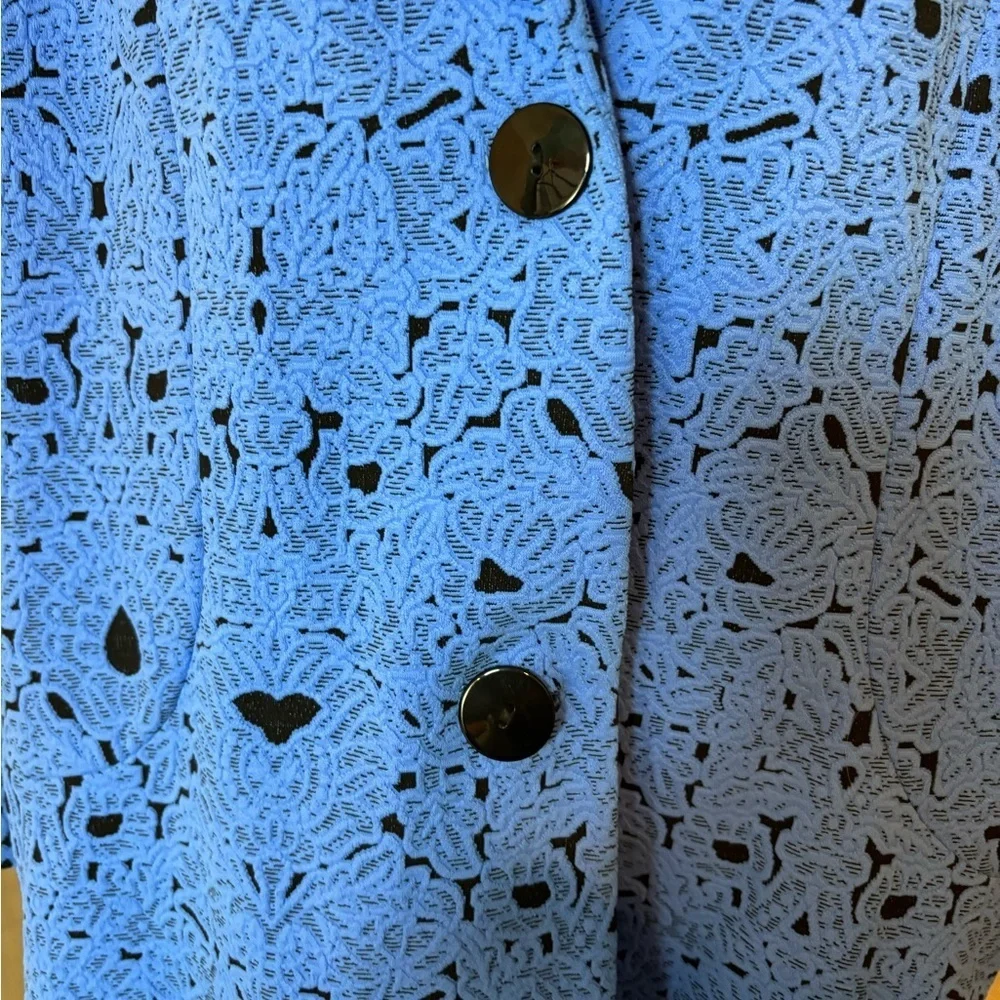 Andria Lieu Collection Blue Lace Pattern Button-Up Jacket - Picture 3 of 12
